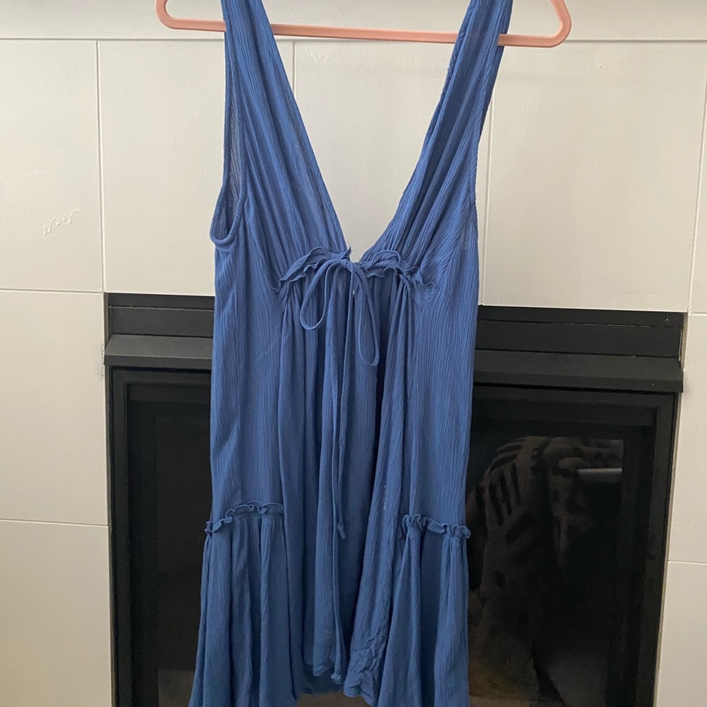 Blue Low Cut Swing dress